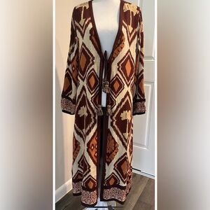 Soft Surroundings Lelani Gauze Topper Southwestern Apricot Geo Duster M 10-12